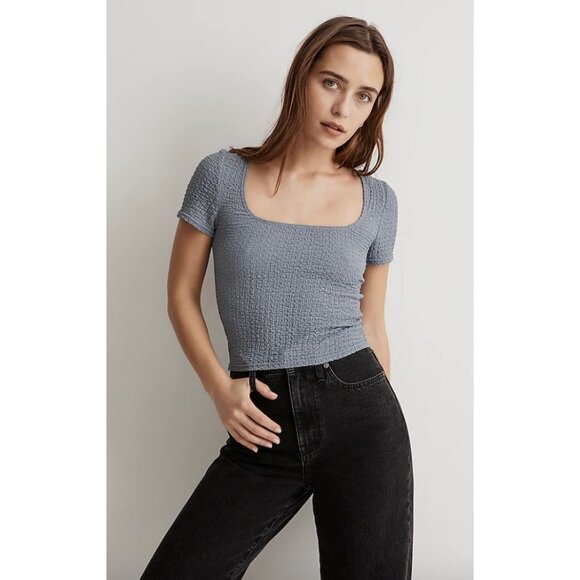 Madewell $50 Popcorn Top in Teapot Blue Size XXS NK788 - Picture 2 of 8